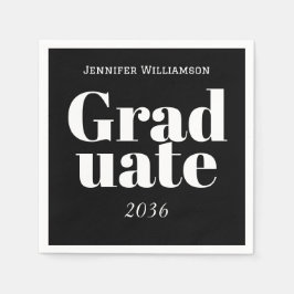 Black White Graduation Party Napkins Customizable Serviette