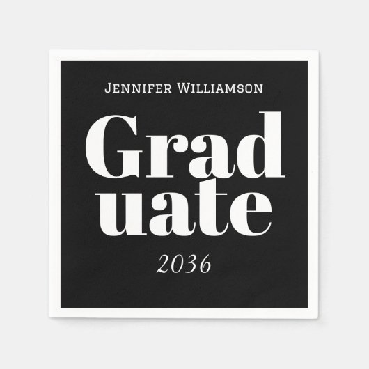 Black White Graduation Party Napkins Customizable Serviette (Vorderseite)