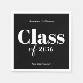 Black White Graduation Party Napkins Customizable Serviette