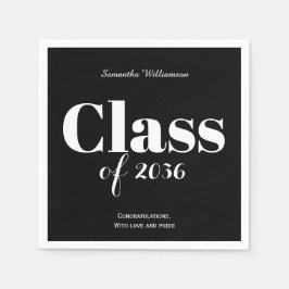 Black White Graduation Party Napkins Customizable Serviette