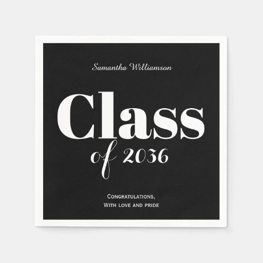 Black White Graduation Party Napkins Customizable Serviette (Vorderseite)