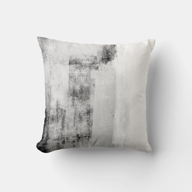 Black White Gray Abstract Decor Pillow Kissen (Vorderseite)