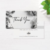 Black White Gray Botanical Thank You Discount Card (Schreibtisch)
