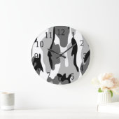 Black White Gray Camouflage Round Clock Große Wanduhr (Zuhause)