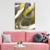 Black White Gray Gold Abstract  Leinwanddruck (Insitu (Wohnzimmer))