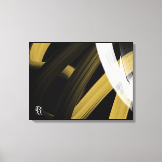 Black White Gray Gold Abstract  Leinwanddruck (Vorderseite)