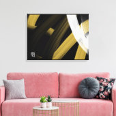 Black White Gray Gold Abstract Leinwanddruck (Insitu (Wohnzimmer))
