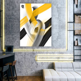 Black White Gray Gold Abstract Leinwanddruck