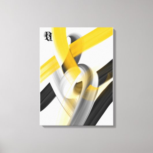 Black White Gray Gold Abstract  Leinwanddruck (Vorderseite)