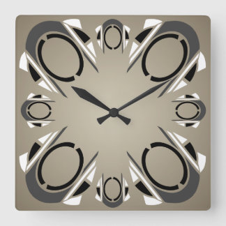 Black White Gray Sepia Art Deco Wall Clock Quadratische Wanduhr