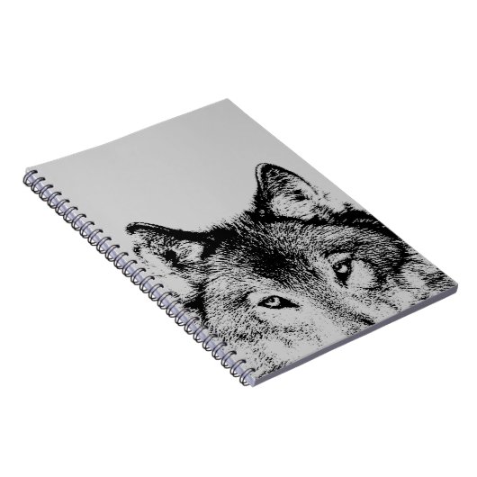Black & White Gray Wolf Eyes Notebook Notizblock (Rechte Seite)