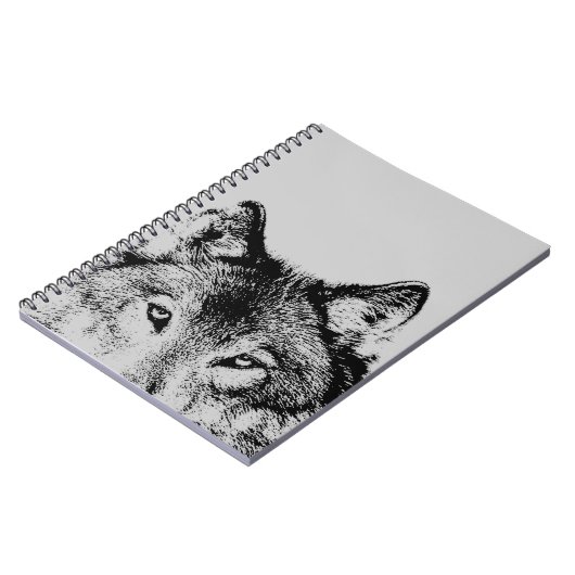 Black & White Gray Wolf Eyes Notebook Notizblock (Linke Seite)