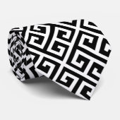 Black & White Greek Key Men's Tie Krawatte (Gerollt)