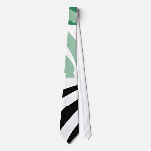 Black White Green Retro Painting Abstract Krawatte (Vorderseite)