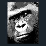Black White Grey Pop Art Gorilla Portrait Poster<br><div class="desc">Digital Computer Animal Art - College Pop Art - Wild Animal Computer Images</div>