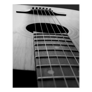Black & White Guitar Musical Instrument Art Foto Poster