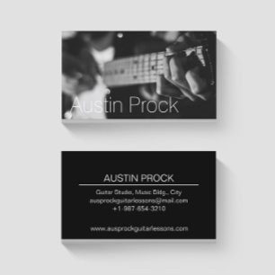 Black & White Guitar Teacher Business Card Visitenkarte
