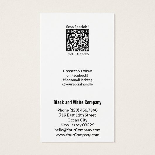 Black & White Gutscheinkarte für kleine Unternehme (Rückseite)