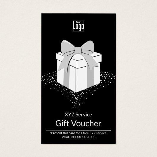 Black & White Gutscheinkarte für kleine Unternehme (Vorderseite)