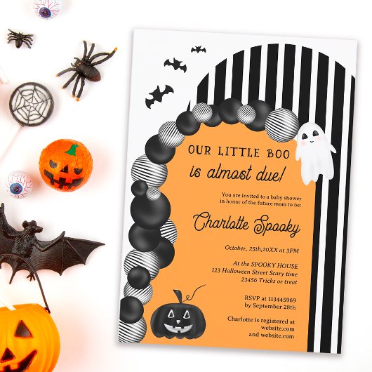 Black white Halloween little boo baby shower Einladung