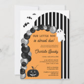 Black white Halloween little boo baby shower Einladung (Vorderseite)