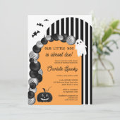 Black white Halloween little boo baby shower Einladung (Stehend Vorderseite)