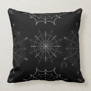 Black & White Halloween Spider Webs Kissen