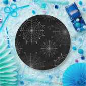 Black & White Halloween Spider Webs Pappteller (Party)