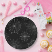 Black & White Halloween Spider Webs Pappteller (Party)