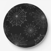 Black & White Halloween Spider Webs Pappteller (Vorderseite)