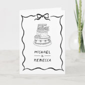 Black & White Hand Drawn Bow QR Code Photo Wedding Einladung (Vorderseite)