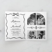 Black & White Hand Drawn Bow QR Code Photo Wedding Einladung (Innenseite)