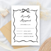 Black & White Hand Drawn Bow Wedding RSVP Karte