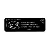 Black White Hand Drawn Doodle Graduate Cap Address (Vorne)