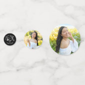 Black White Hand Drawn Doodles Graduation 3 Photo Konfetti (Rückseiten)