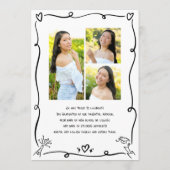 Black White Hand Drawn Doodles Graduation 4 Photo Ankündigung (Rückseite)