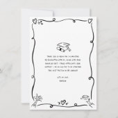 Black White Hand Drawn Doodles Photo Graduation Dankeskarte (Rückseite)