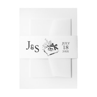 Black & White Hand Drawn Monogram Wedding Einladungsbanderole