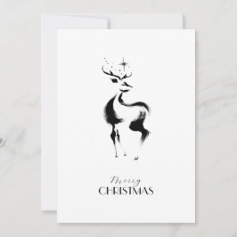 Black white hand-drawn Rendeer Christmas Feiertagskarte