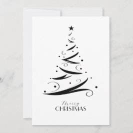Black white hand-drawn tree simple Christmas Feiertagskarte