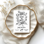 Black & White Hand Drawn Wedding Save The Date Einladung