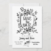 Black & White Hand Drawn Wedding Save The Date Einladung (Vorderseite)