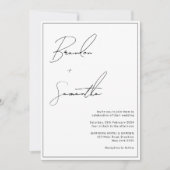 Black & White Handwritten Script Photo Wedding Einladung (Vorderseite)