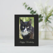 Black & White, Happy Birthday Postcard. Postkarte (Stehend Vorderseite)