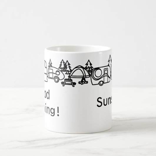 Black & White Happy Campers personalisierte Mug Kaffeetasse (Mittel)