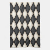 Black & White Harlequin Diamond Karo Gothic Geschirrtuch (Vertikal)