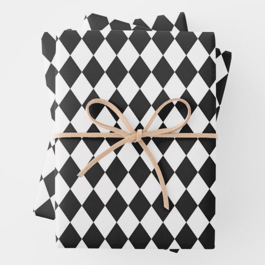 Black & White Harlequin Diamonds Geschenkpapier Set (Beispiel)