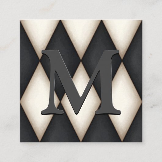 Black & White Harlequin Dramatic Custom Monogram Begleitkarte (Vorderseite)