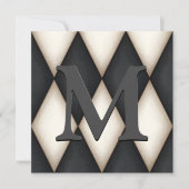Black & White Harlequin Dramatic Custom Monogram Einladung (Vorderseite)