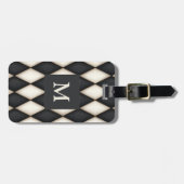 Black & White Harlequin Dramatic Custom Monogram Gepäckanhänger (Vorderseite horizontal)